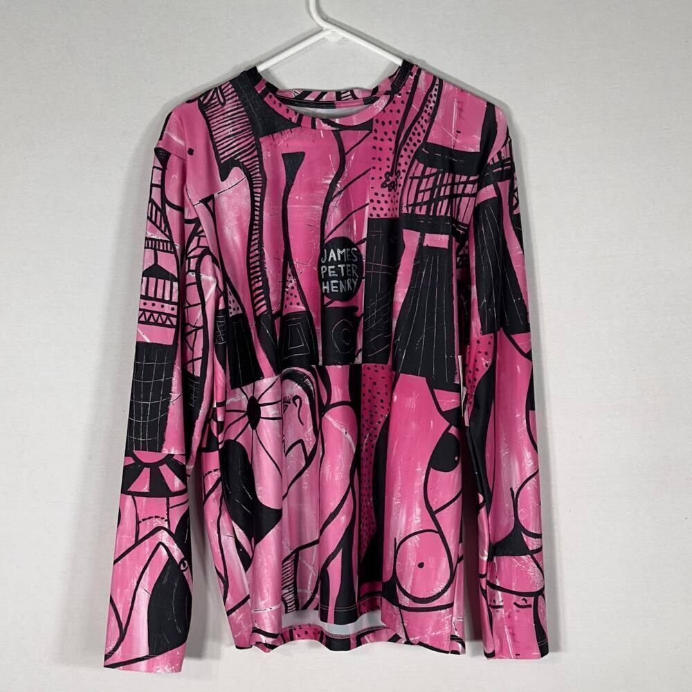 Swiminista x James Peter Henry Good Vibes Rashguard Pink Black Women's Med NWT‎